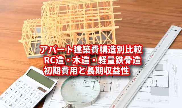 アパート建築費構造別比較　RC造・木造・軽量鉄骨造の初期費用と長期収益性